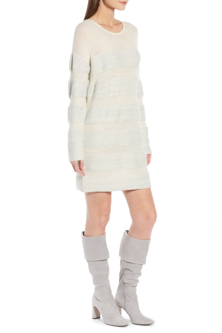 Metallic Stripe Sweater Dress (Nordstrom Exclusive), Alternate, color, IVORY SILVER COMBO