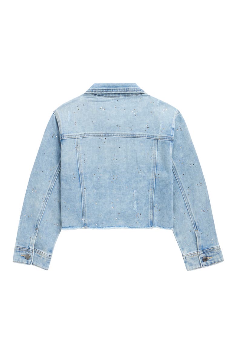 Kids' Mix Rhinestone Crop Jacket, Alternate, color, LIGHT WASH INDIGO