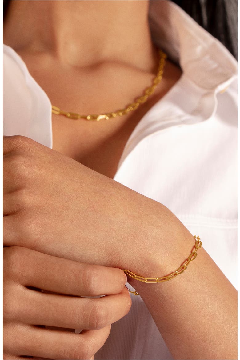 Deco Paper Clip Chain Bracelet, Alternate, color, YELLOW GOLD
