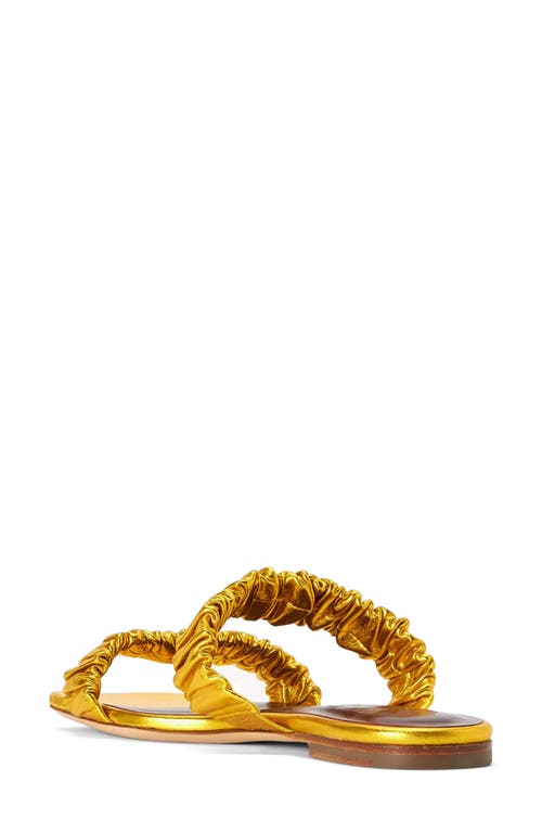 Staud Maya Ruched Slide Sandal In Gold