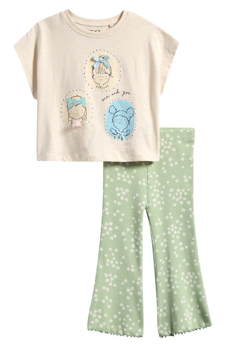 NEXT Kids' Graphic T-Shirt & Rib Flare Leggings Set, Main, color, 