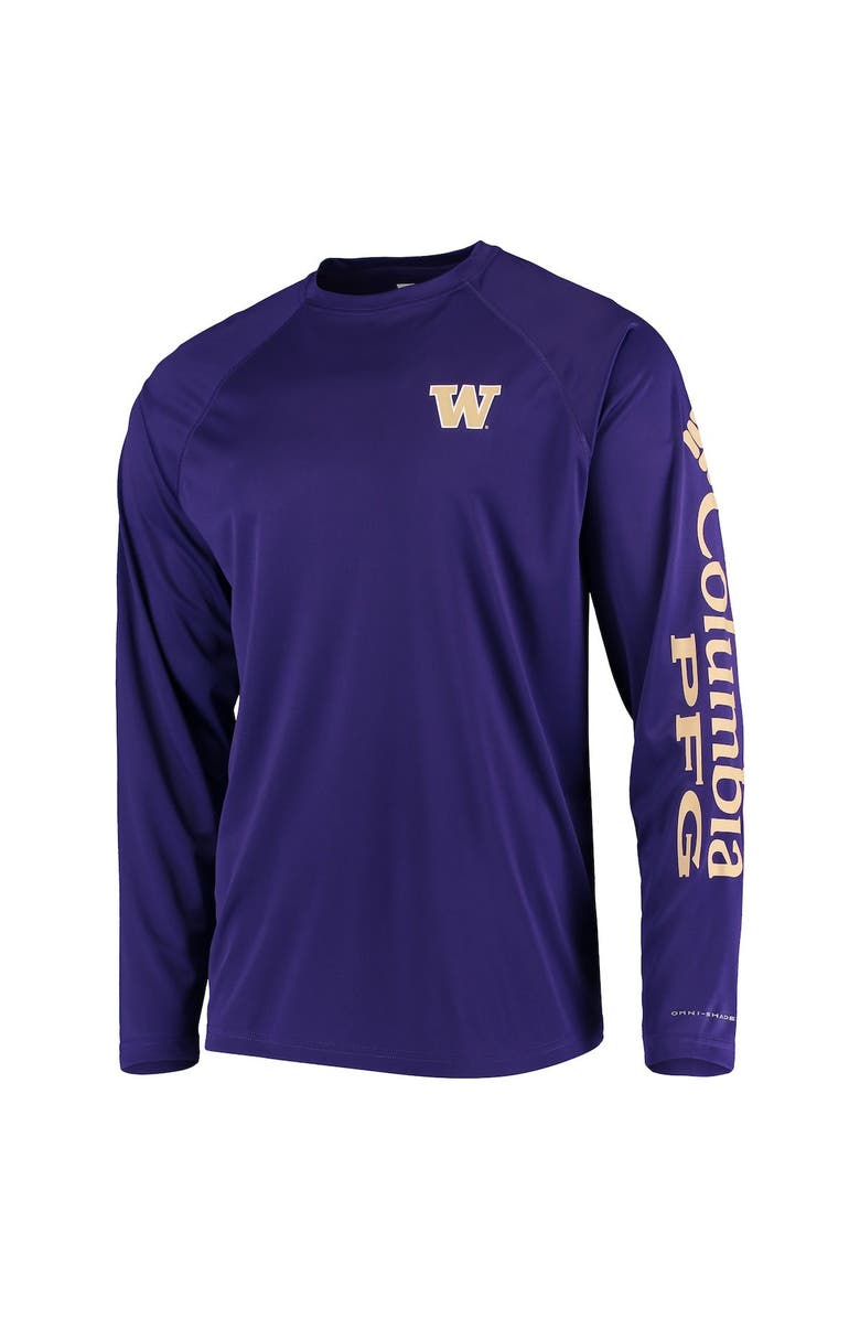 Columbia Men's Columbia PFG Purple Washington Huskies Terminal Tackle Omni-Shade Long Sleeve T-Shirt, Alternate, color,