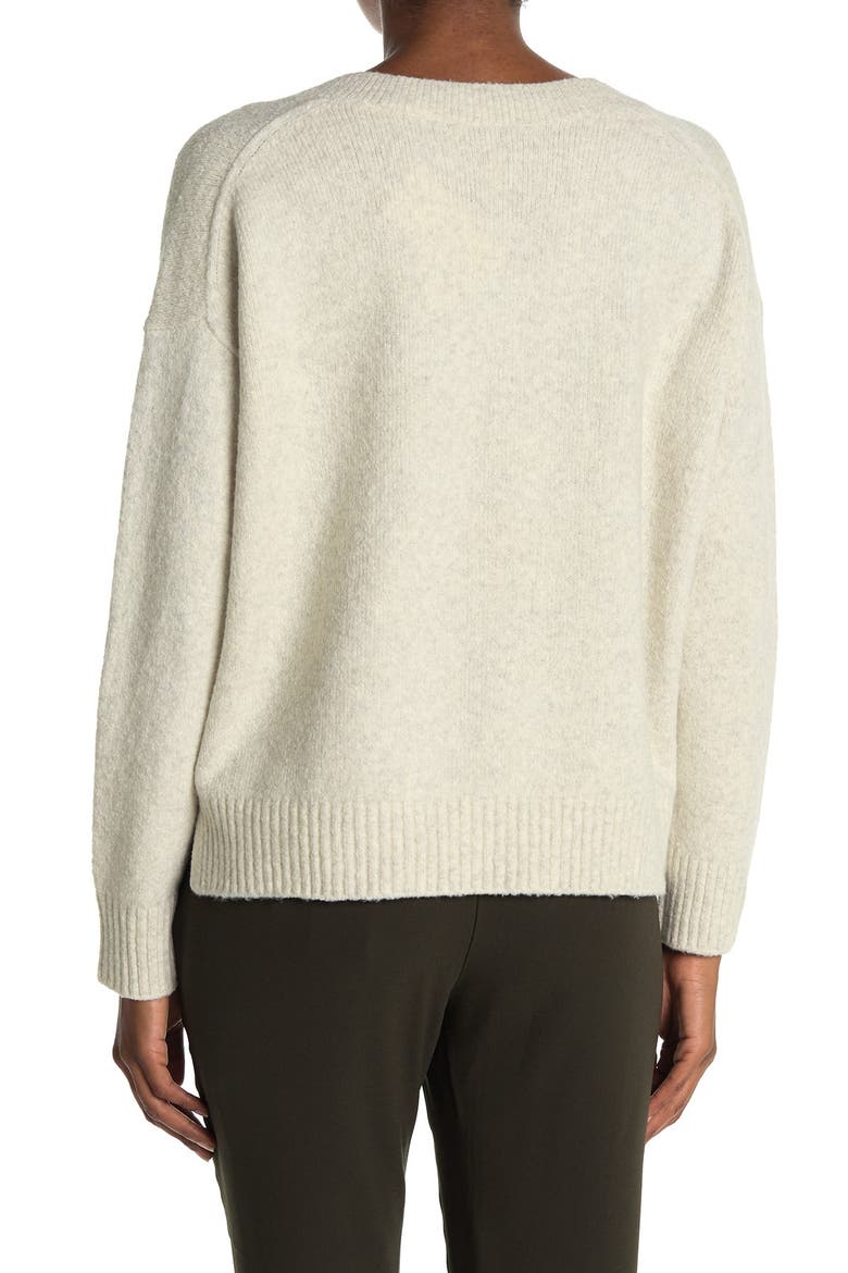 Textured V-Neck Pullover Cotton Blend Sweater, Alternate, color, H WHITE