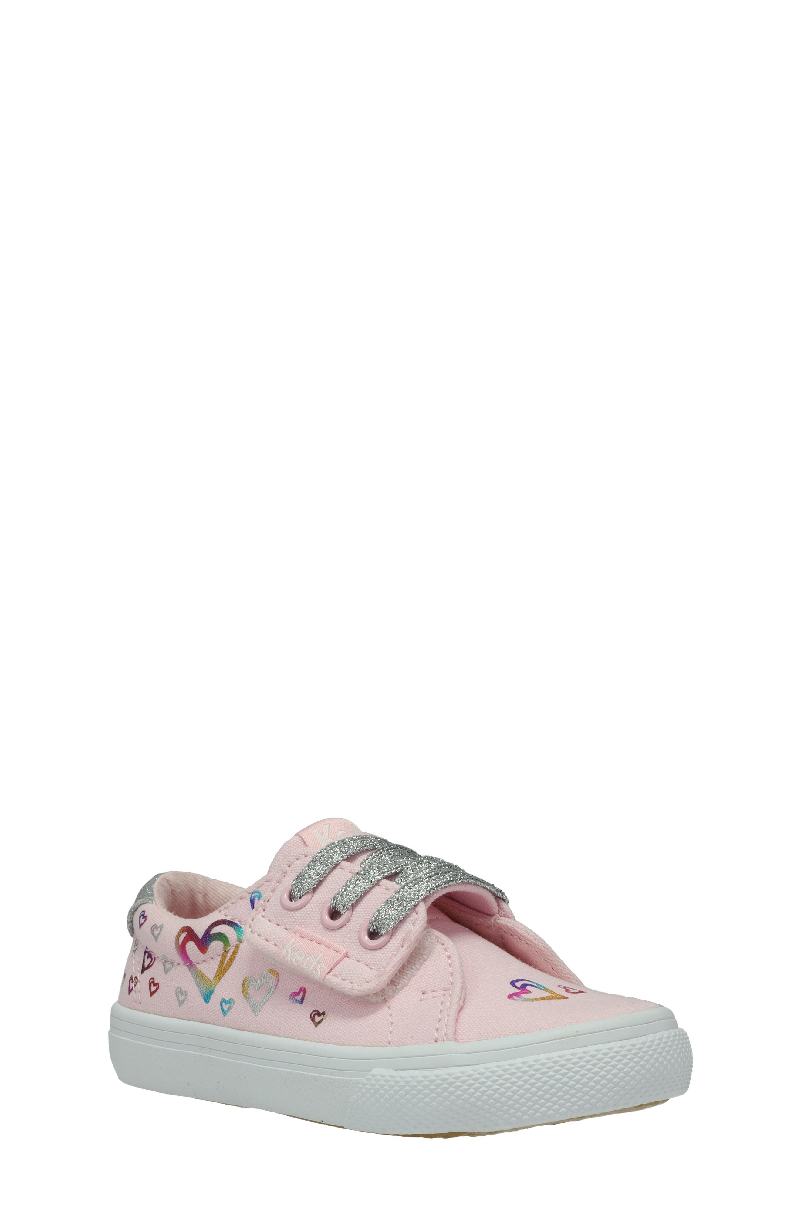 Kids' Jumpkick II Heart Foil Sneaker, Main, color, METALLIC PINK