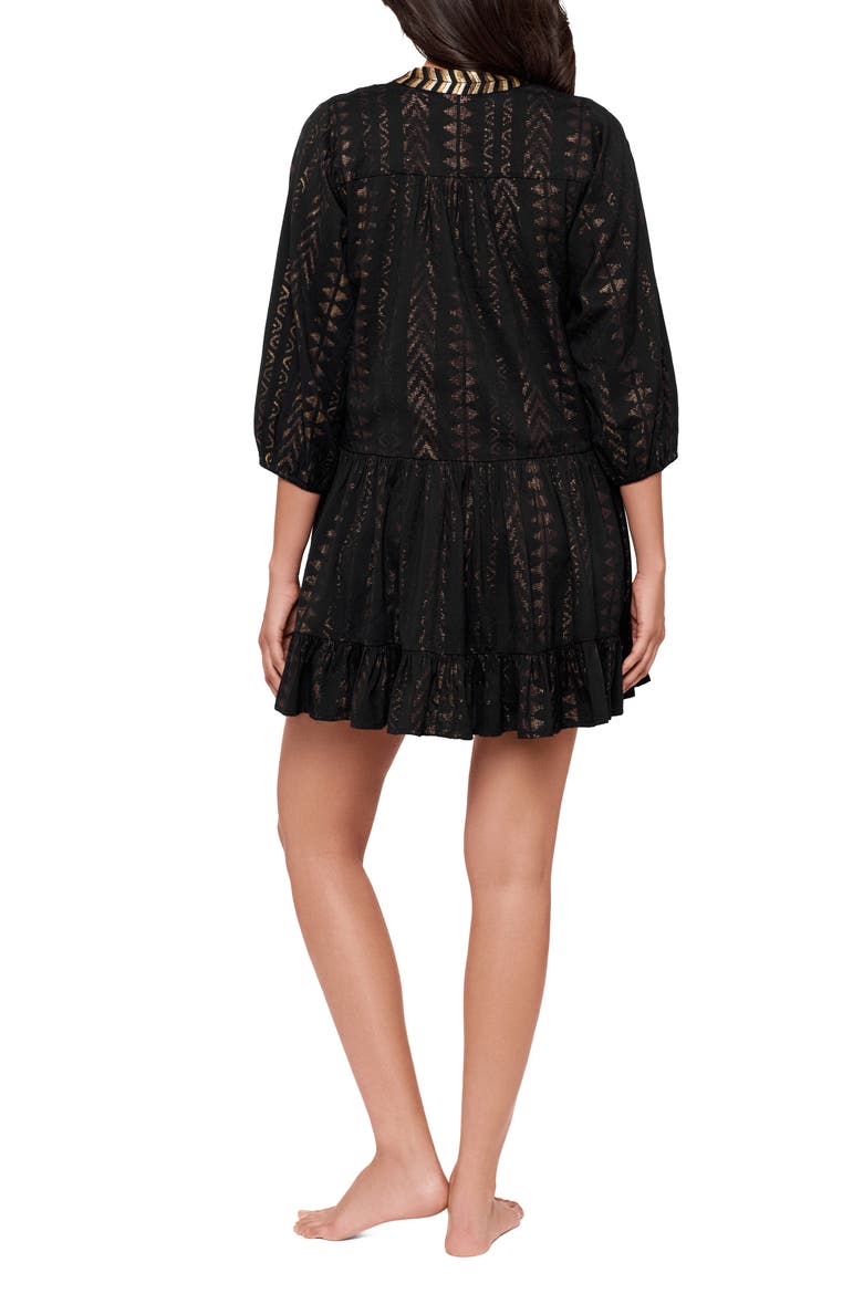 Metallic Jacquard Cover-Up Dress, Alternate, color, BLACK