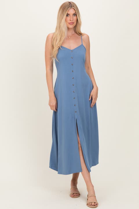 Button Accent Midi Dress