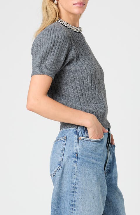 Avea Embellished Cable Knit Sweater