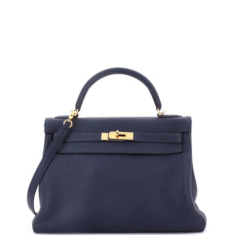 Kelly Handbag Blue Togo with Gold Hardware 32