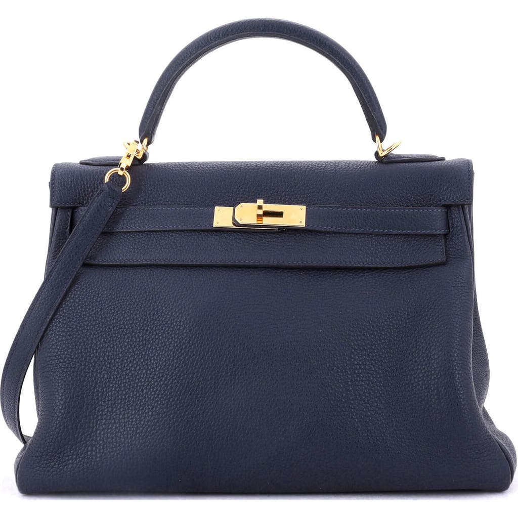 Pre-owned Hermes Hermes Kelly Handbag Blue Togo With Gold Hardware 32 In Blue