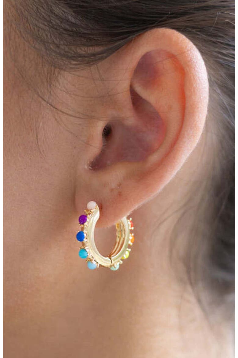 Happiness Huggie Hoops, Main, color, Gold