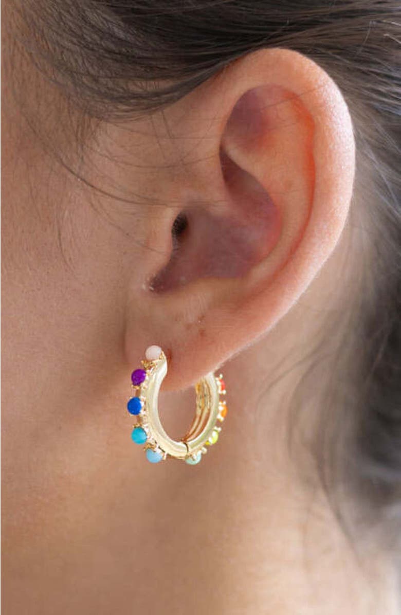 Erin McDermott Jewelry Happiness Huggie Hoops, Main, color, Gold