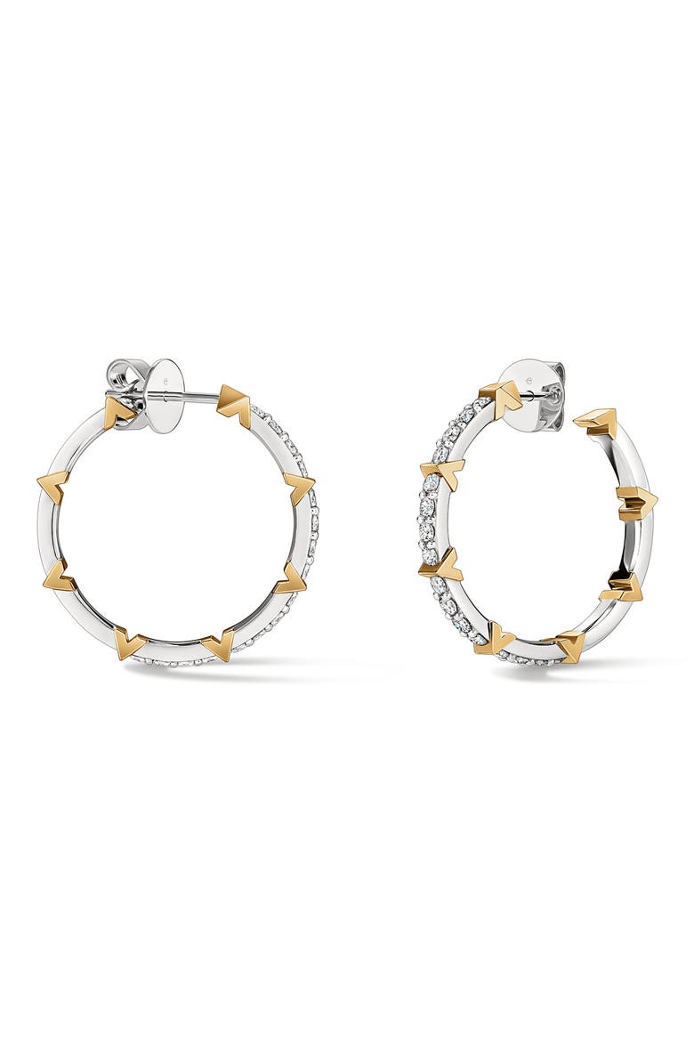 Copley 18k Gold Pav9 Diamond Hoop Earrings, Alternate, color, 18K WG/YG/DIAMOND