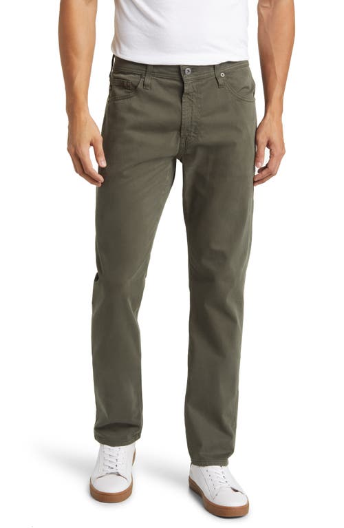 Ag Everett Sueded Stretch Sateen Straight Fit Pants In Green