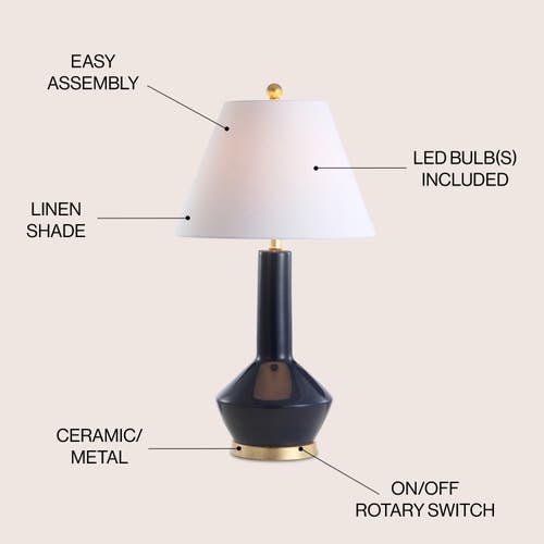 Jonathan Y Copenhagen 29" Ceramic/metal Led Table Lamp In Navy