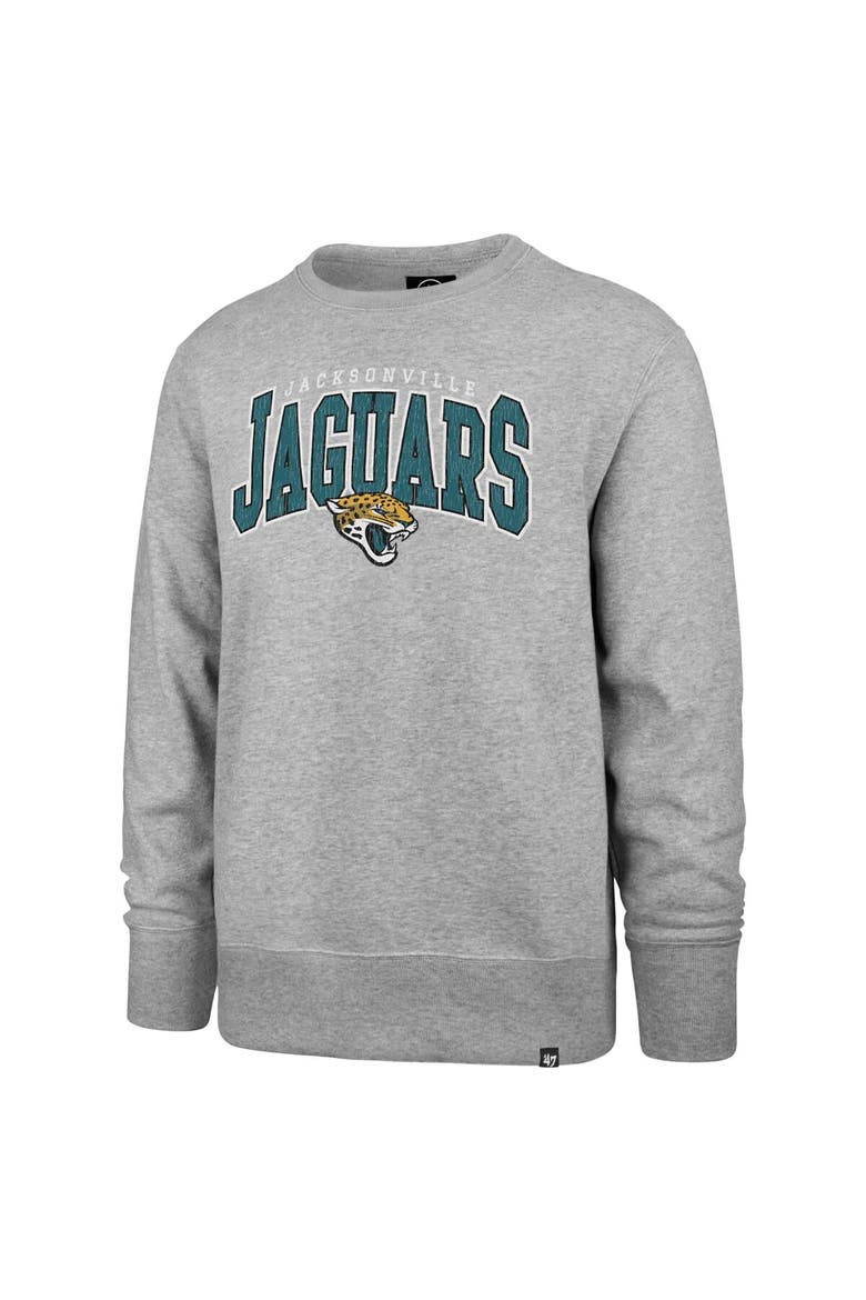 Men's '47 Gray Jacksonville Jaguars Varsity Block Headline Pullover Sweatshirt, Alternate, color, Gray