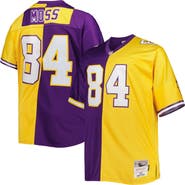 Mitchell & Ness Men's Mitchell & Ness Randy Moss Purple/Gold Minnesota Vikings Big & Tall Split Legacy Retired Player Replica Jersey