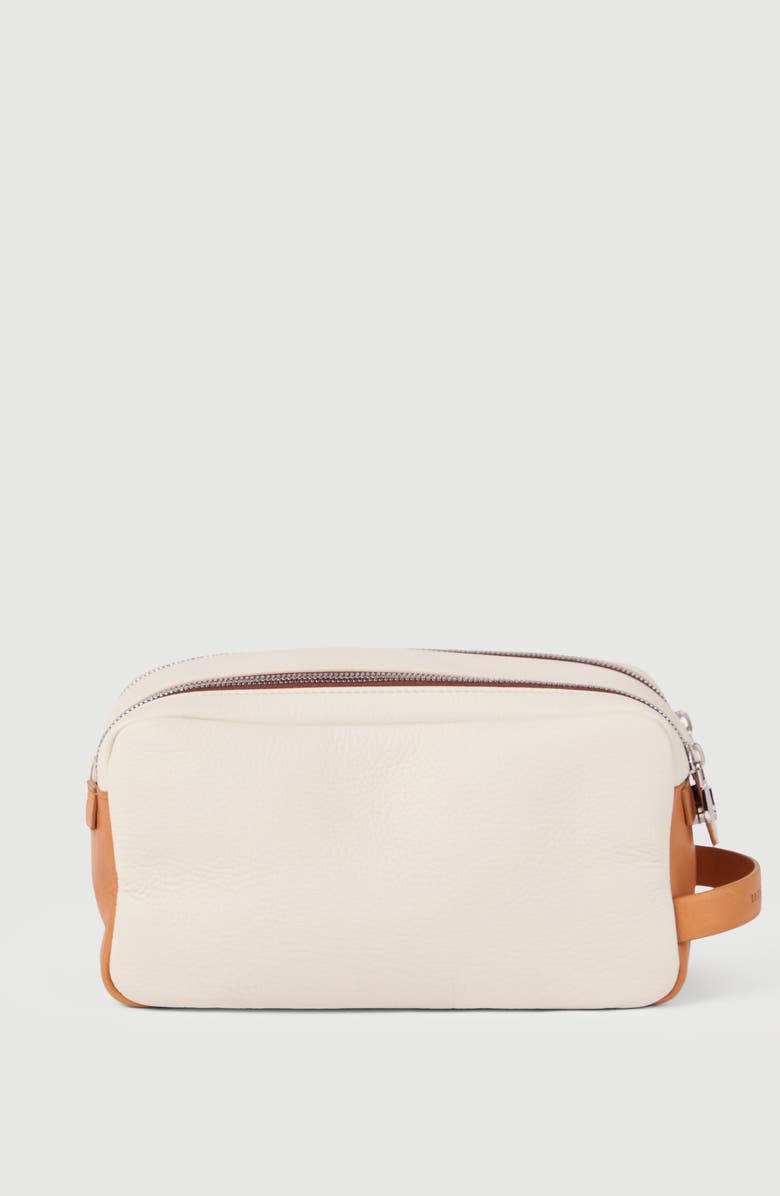 Brunello Cucinelli Cowhide beauty case with double zipper, Alternate, color, Off-White