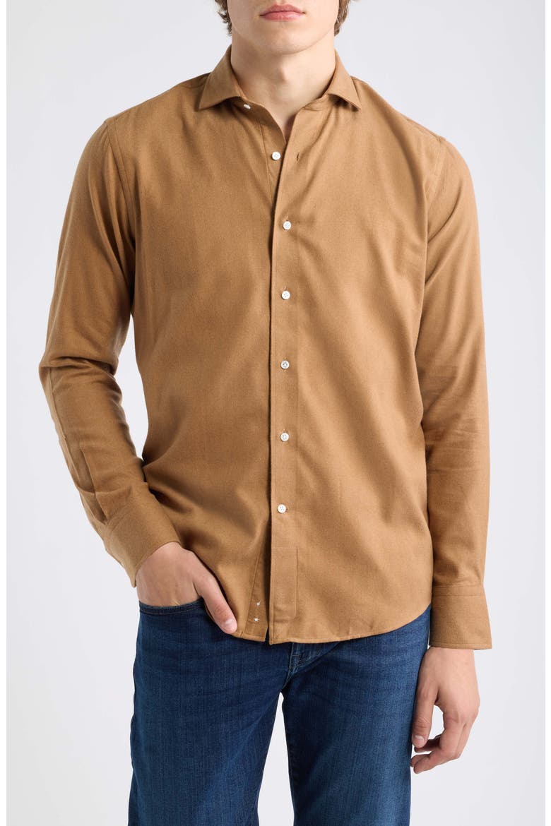 Crown Crafted Flannel Button-Up Shirt, Main, color, LIGHT MOCHA