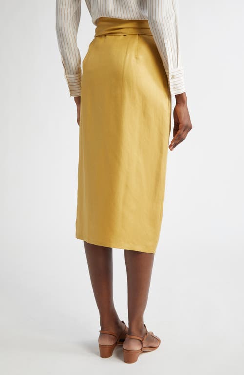 Max Mara Wrap Midi Skirt With High Waist Bow In Yellow