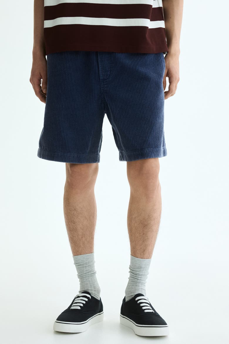 Loose-fit Corduroy Shorts, Alternate, color, Dark blue