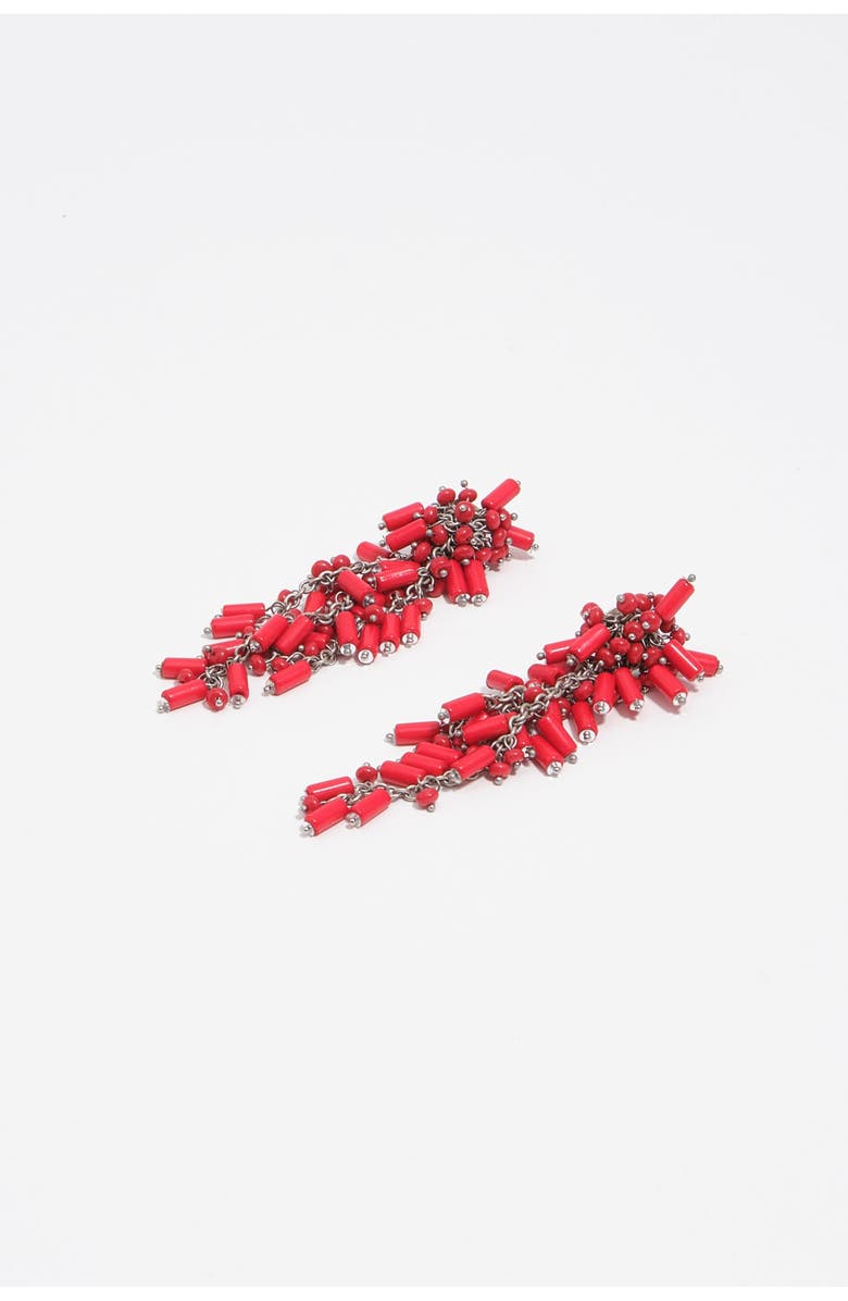 Bimba y Lola Chain Earrings With Coral Beads, Alternate, color, Dark Coral