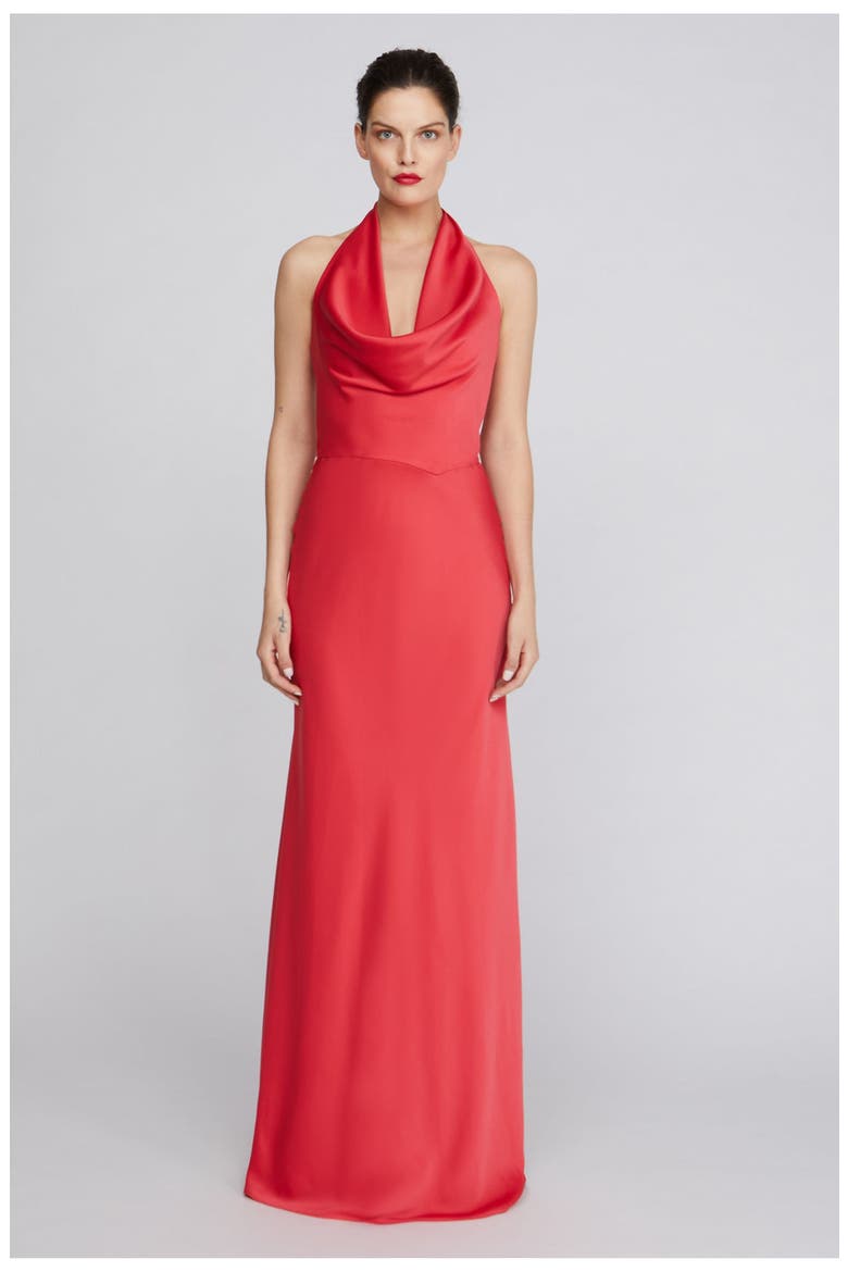 Marcheline Crepe Gown, Alternate, color, Sangria