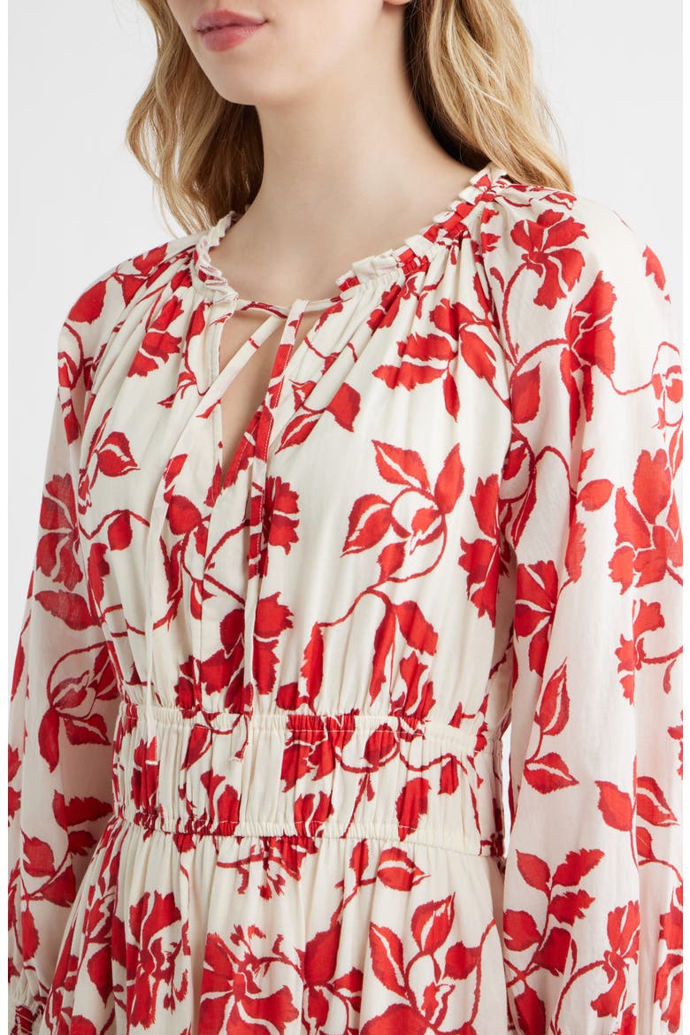 Matia Floral Long Sleeve Cotton Maxi Dress, Alternate, color, RED JASMINE