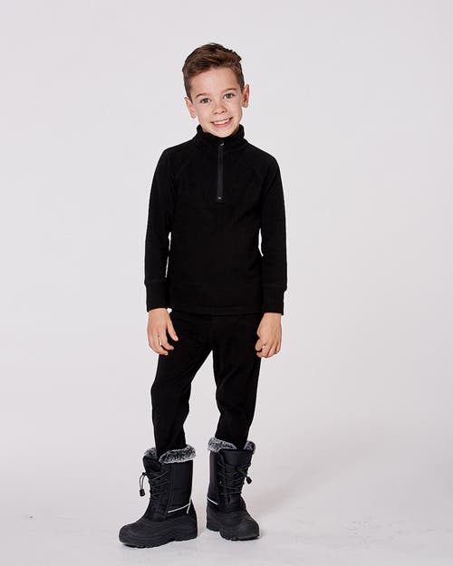 Deux Par Deux Kids Gender Inclusive Two-piece Thermal Underwear Set In Black
