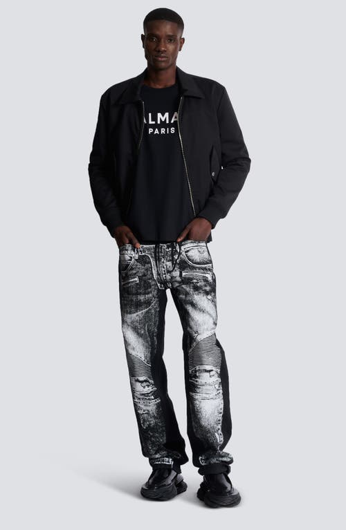 Shop Balmain Logo Graphic T-shirt In Eab Black/white