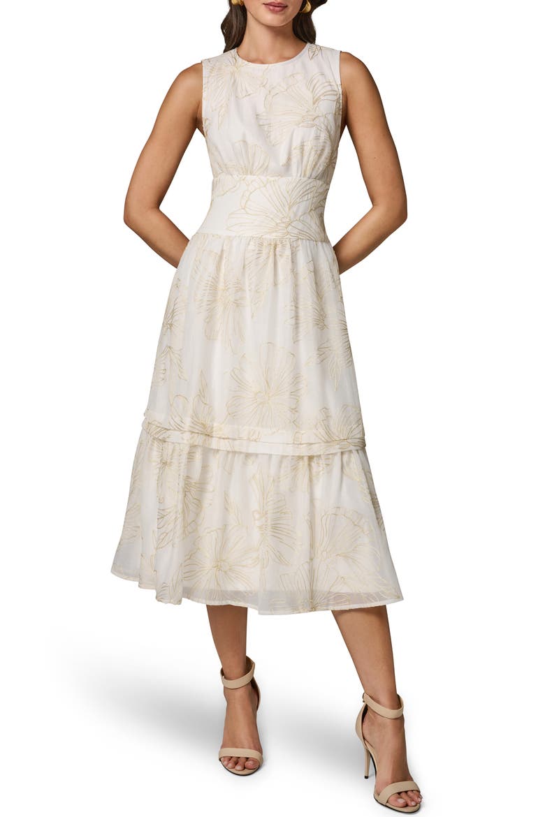 Floral Embroidery A-Line Dress, Main, color, CREAM/ SISA