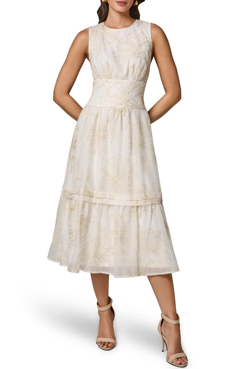 Donna Karan New York Floral Embroidery A-Line Dress, Main, color,
