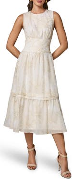 Donna Karan New York Floral Embroidery A-Line Dress