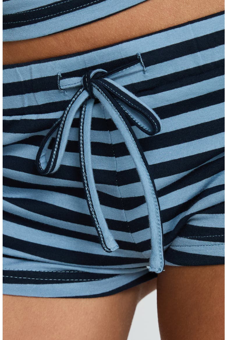 Ariselle Stripe Stretch Cotton Micro Shorts, Alternate, color, BLUE