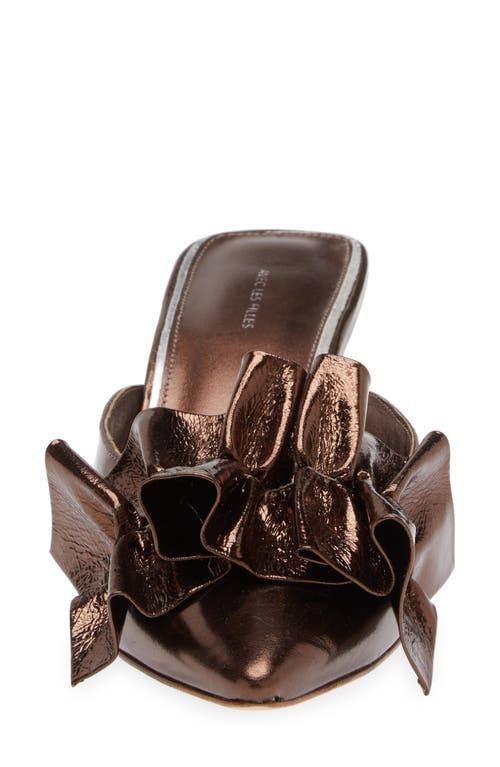 Kaanas Bella Ruffle Kitten Heel Mule In Brown