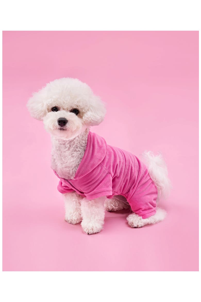 Velour Dog Tracksuit, Alternate, color, HOT PINK
