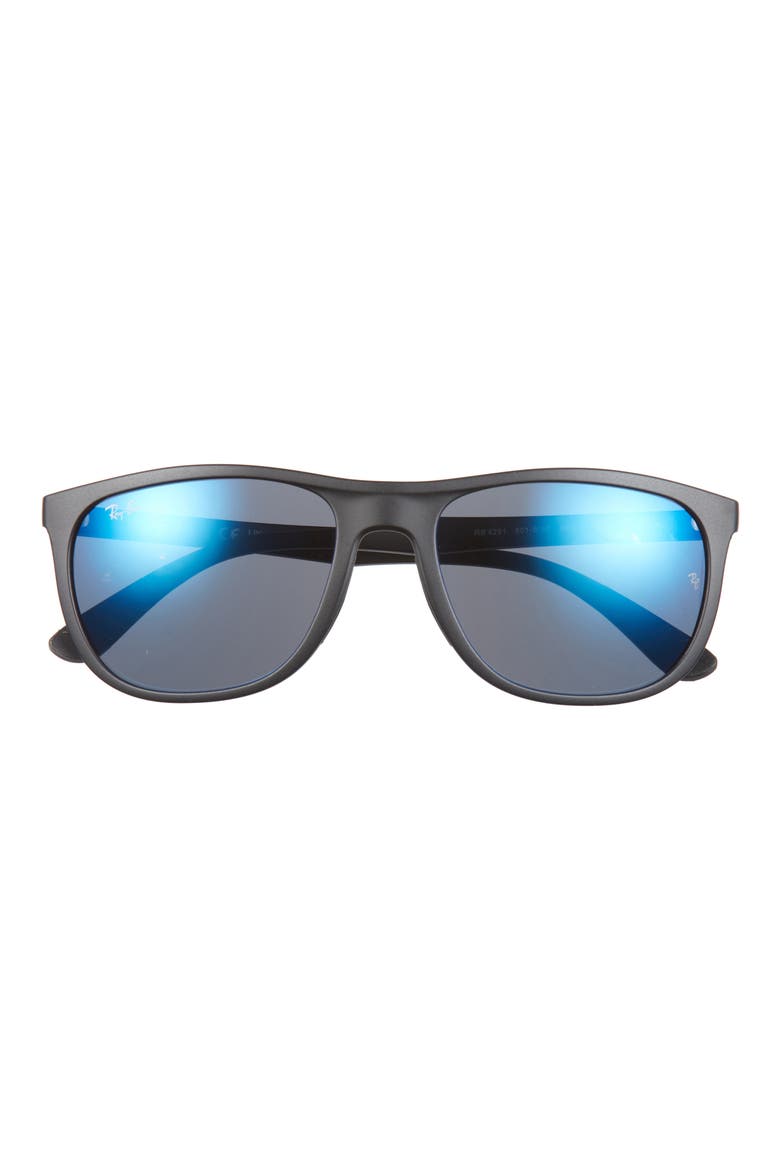 58mm Square Sunglasses, Alternate, color, BLACK BLUE