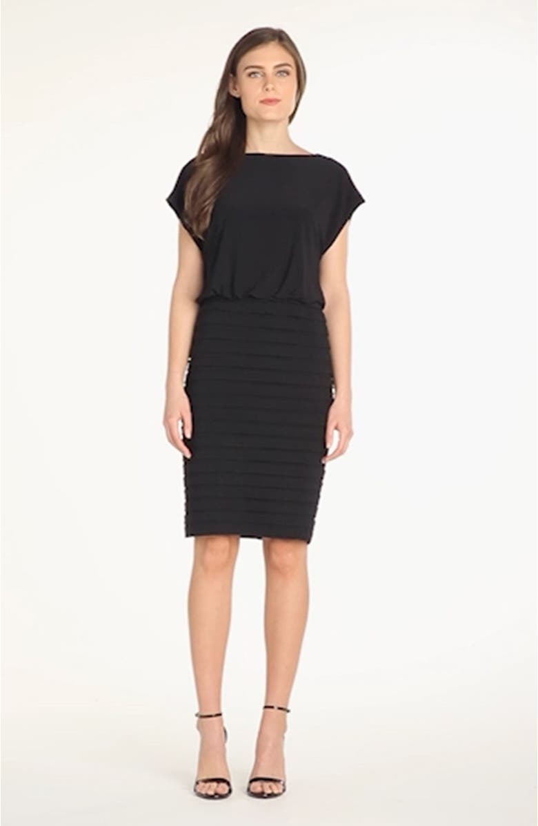 Adrianna Papell Pleated Jersey Blouson Dress, Alternate, color, 