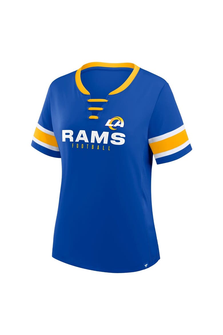 Women's Fanatics Royal Los Angeles Rams Redzone Draw Play Athena Lace-Up T-Shirt, Alternate, color, Royal