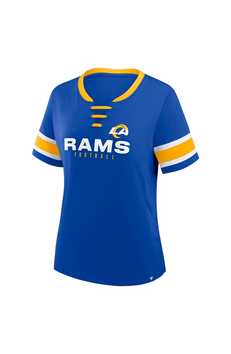 FANATICS Women
s Fanatics Royal Los Angeles Rams Redzone Draw Play Athena Lace-Up T-Shirt, Alternate, color, Royal