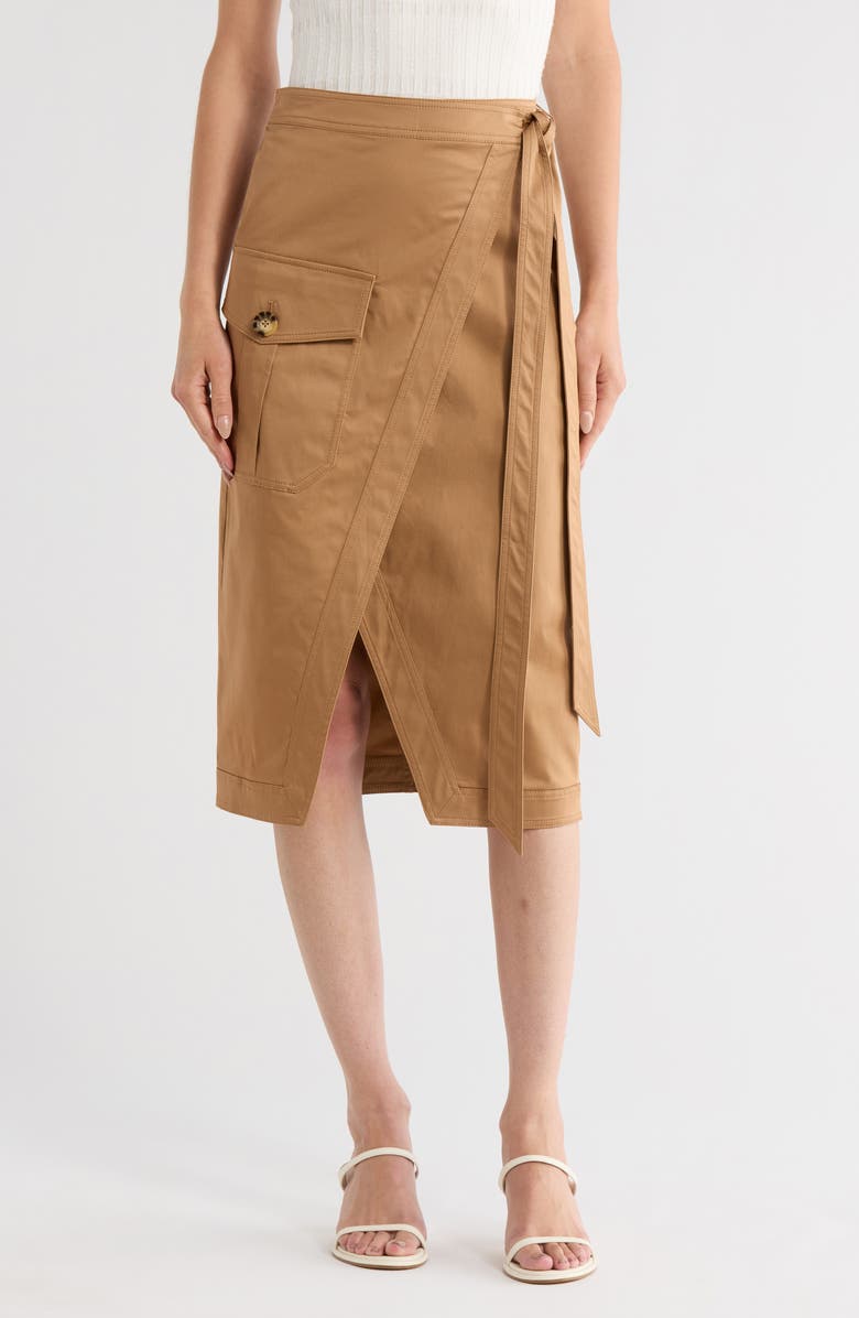 Veronica Beard Madeline Wrap Skirt, Main, color, Acorn