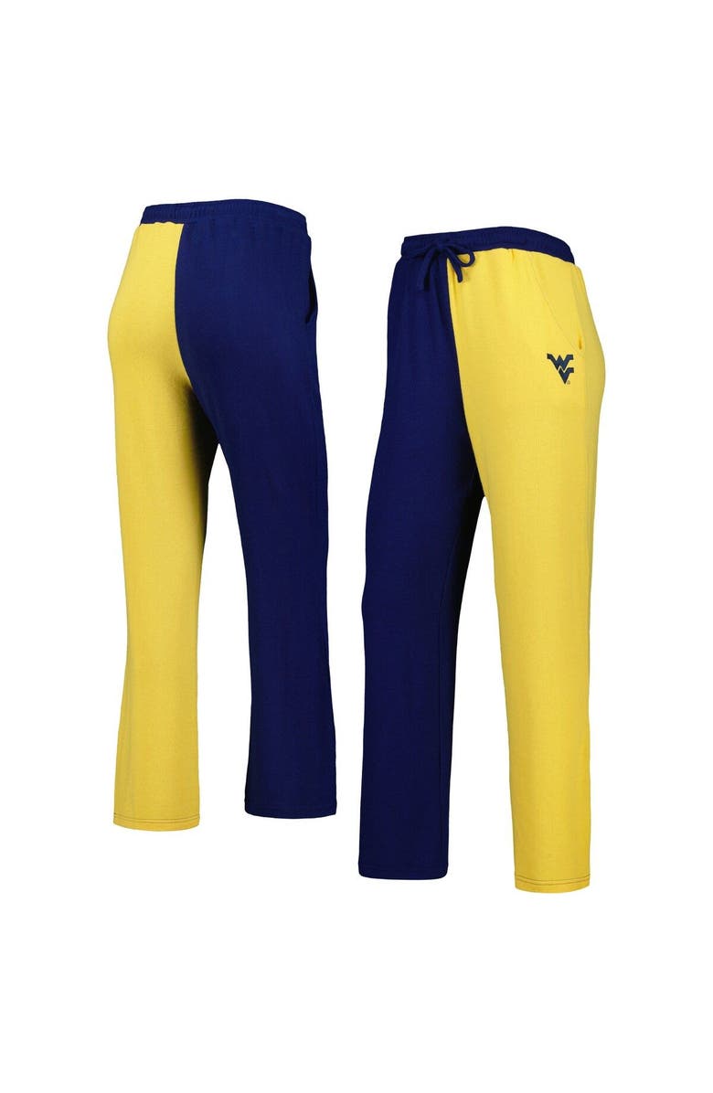 ZOOZATZ Women's ZooZatz Navy/Gold West Virginia Mountaineers Colorblock Cozy Tri-Blend Lounge Pants, Main, color,