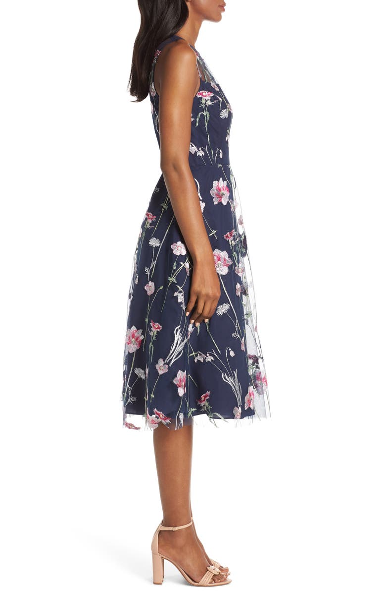 Eliza J Embroidered Floral Sleeveless Dress, Alternate, color,