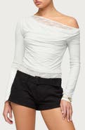 EDIKTED Lacey Layered One-Shoulder Top