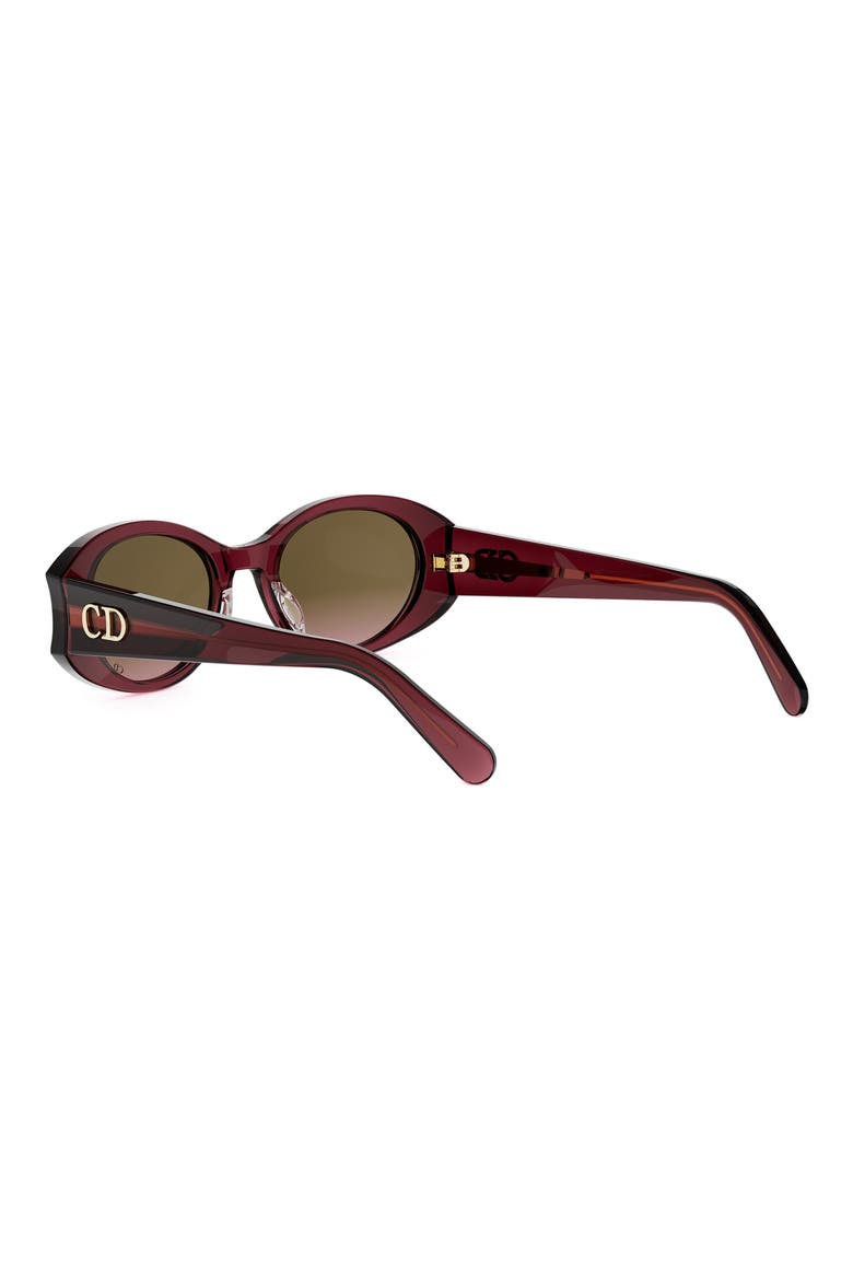 'DiorGlow B3I 51mm Oval Sunglasses, Alternate, color, SHINY BORDEAUX / BROWN