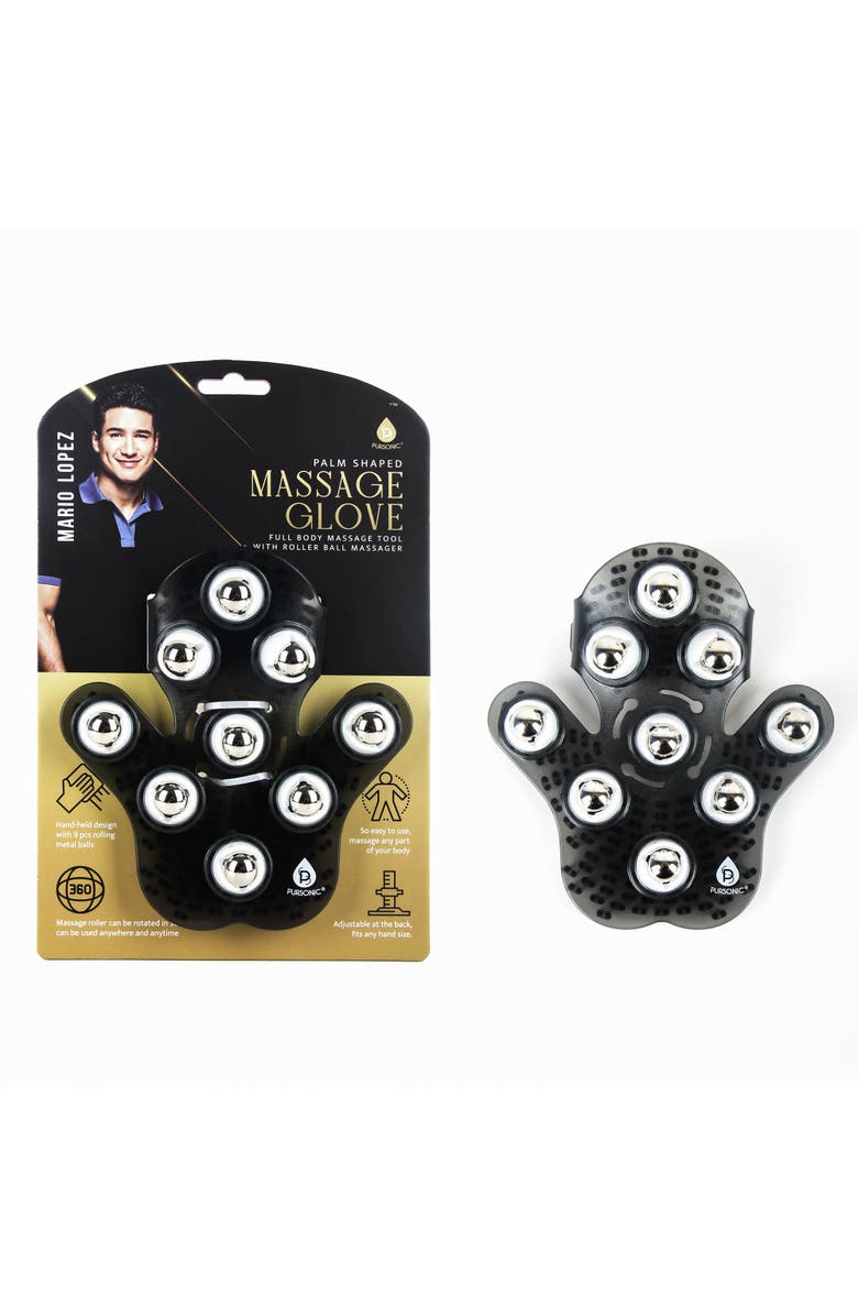 PURSONIC Mario Lopez Palm Shaped Massage Glove, Alternate, color, Black