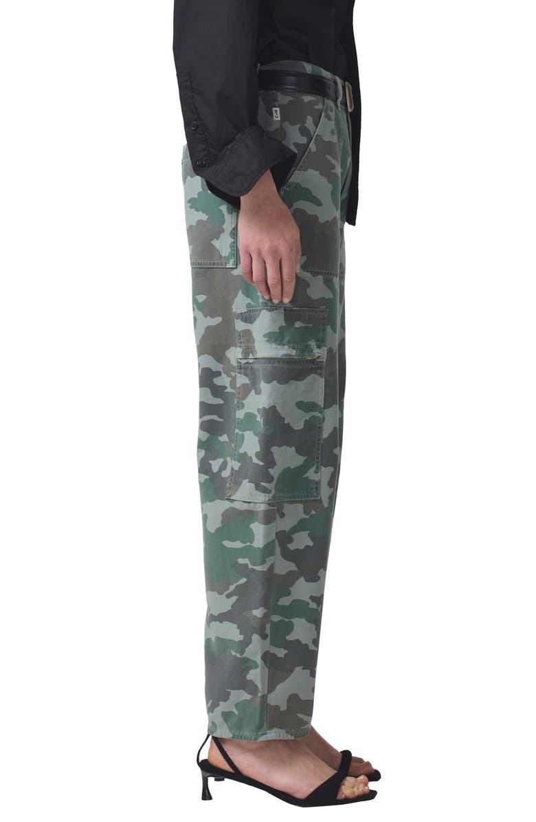 Citizens of Humanity Marcelle Camo Print Low Rise Barrel Cargo Pants, Alternate, color,