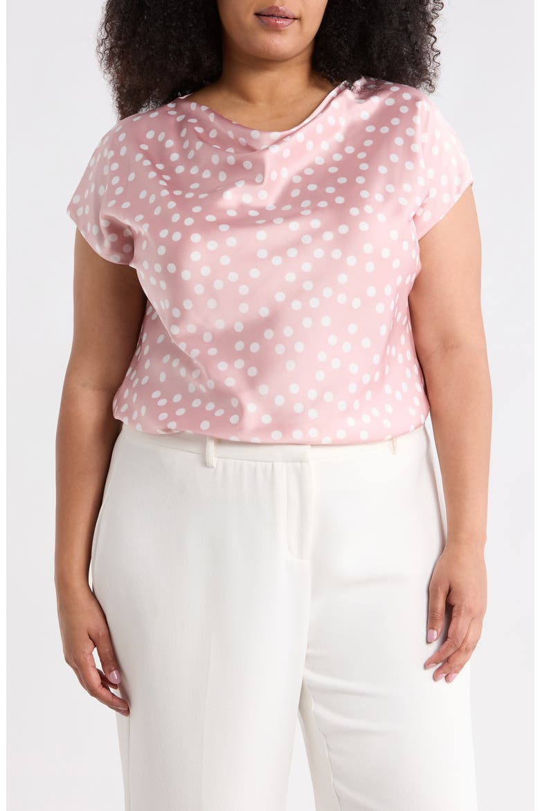 Cowl Neck Cap Sleeve Satin Top, Main, color, PINK