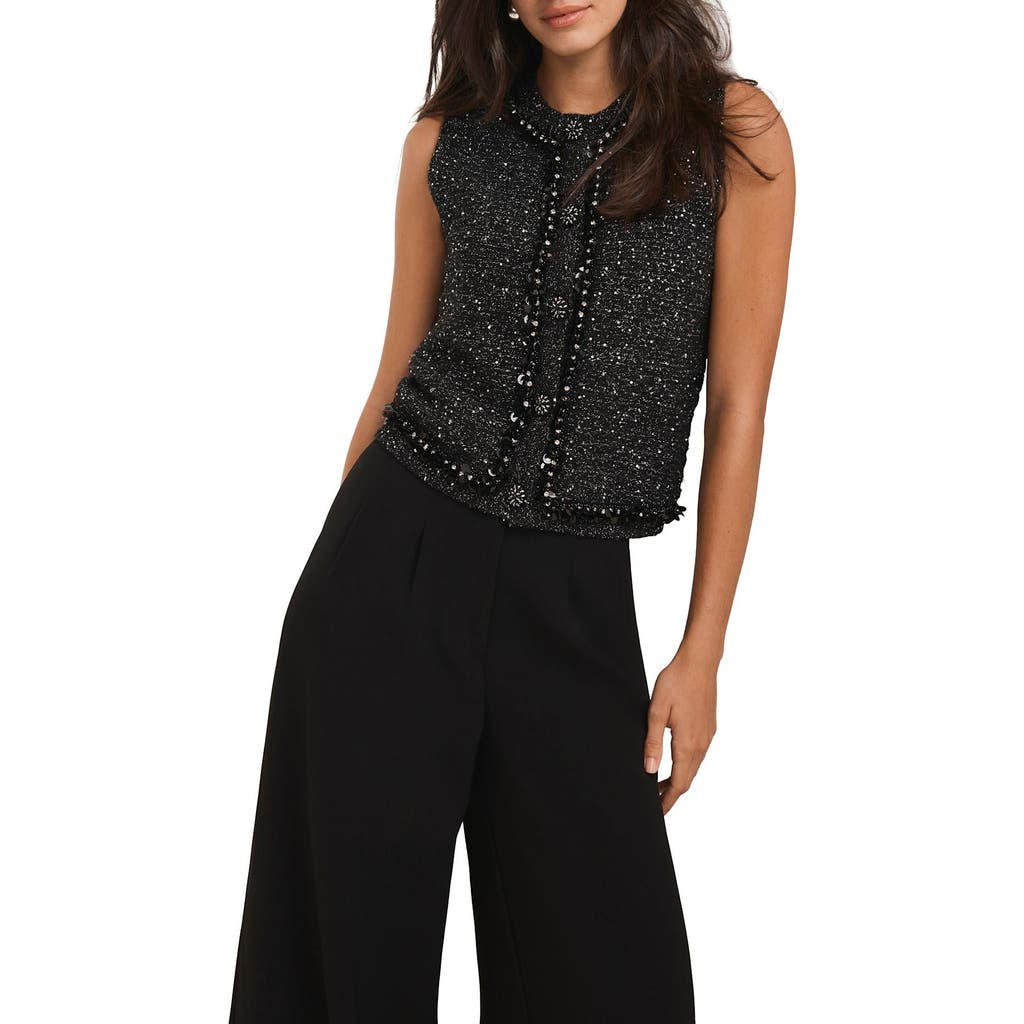 Mint Velvet Embellished Sleeveless Top In Black