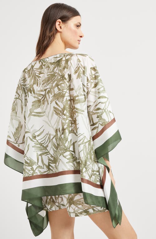 Brunello Cucinelli Silk Pongee Herbarium Print Blouse In Green