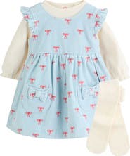 NEXT Bow Corduroy Pinafore Dress, Bodysuit & Socks Set